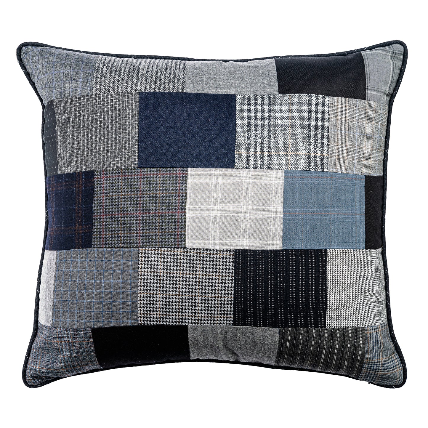 Multi Pillow Gray & Blue Patchwork 23" x 23"