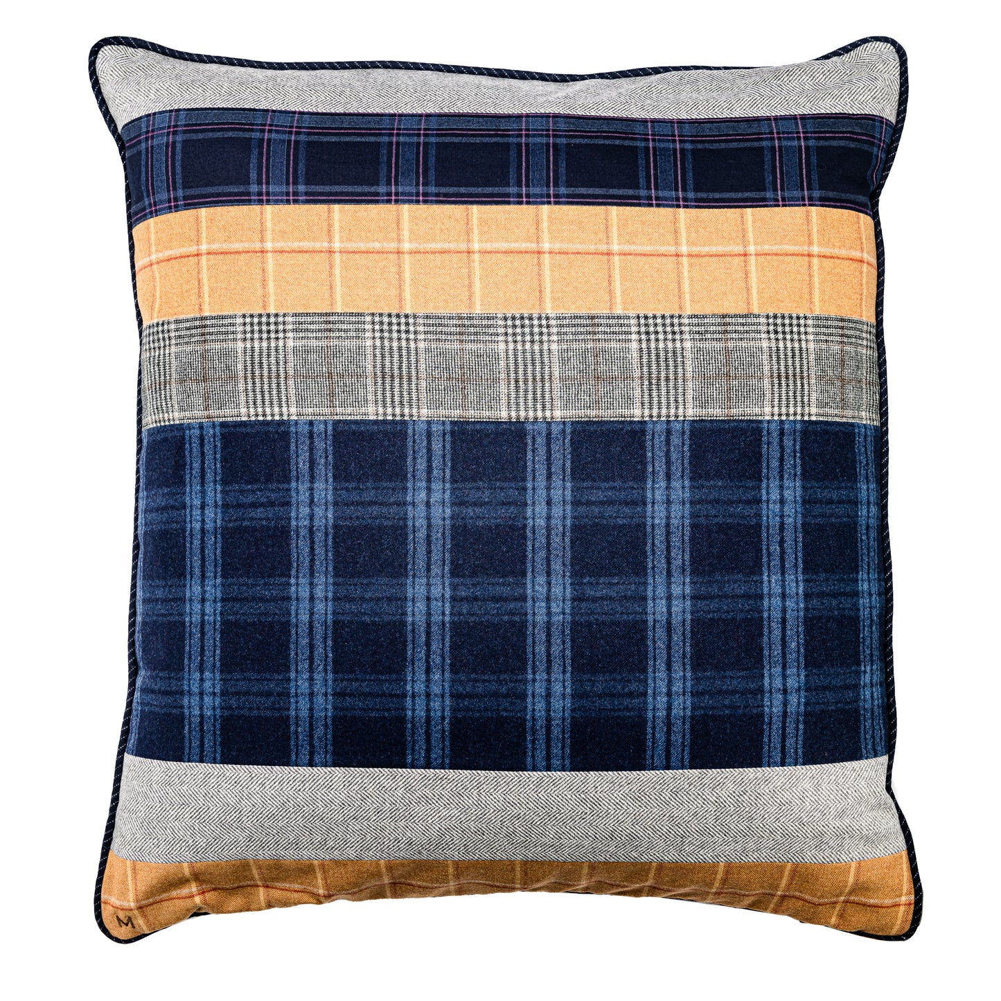 Multi Stripe Pillow Blue & Tan 28" x 28" - One of a Kind