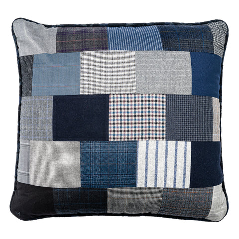 Patchwork Blue & Gray  23" x 23" - One of a Kind
